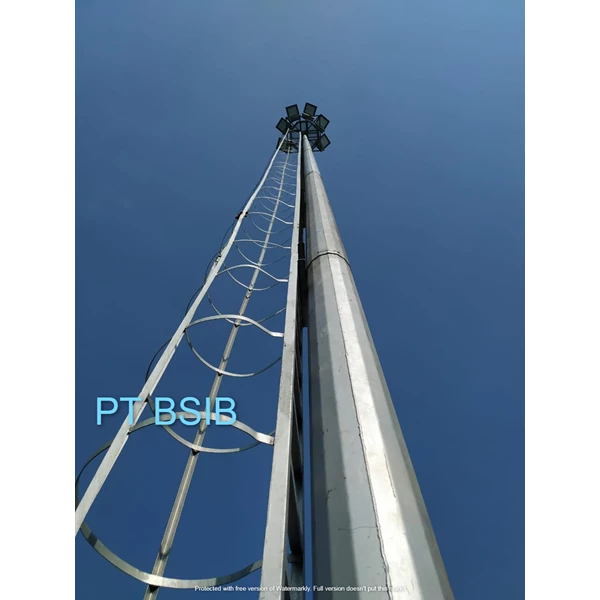 Tiang PJU High Mast Monopole Tinggi 25 Meter